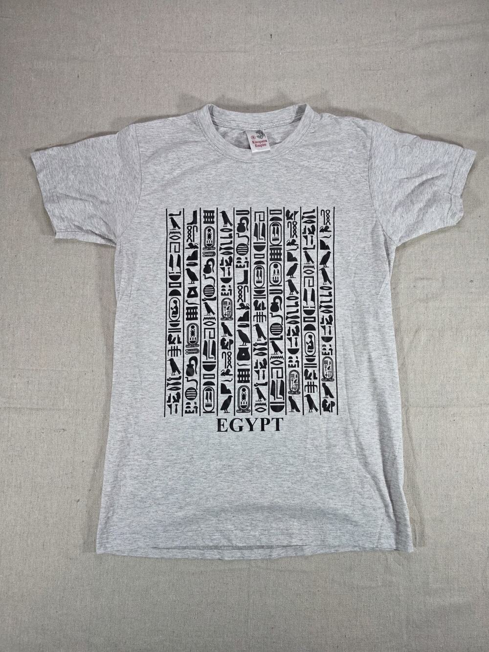 Egypt Hieroglyphics Graphic T Shirt Gray Small Cleopatra Empire Souvenir Tee
